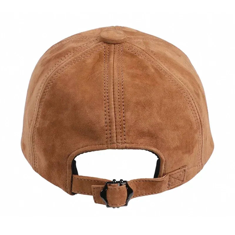Retro 2025 Men Suede Real Leather Baseball Caps Sheepskin Men Youth Duck Tongue Dad Hats Bombe Adjustable