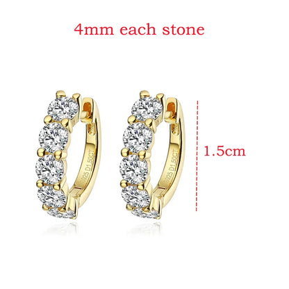 18k 3cttw Moissanite Hoop Earring for Women 4mm Stones D Color Sparkling Created Diamond Earring 100% 925 Sterling Silver