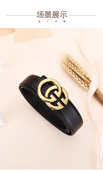 Ladies genuine leather belt, versatile decoration for business and casual wear, simple and fashionable, with a high-end feel.