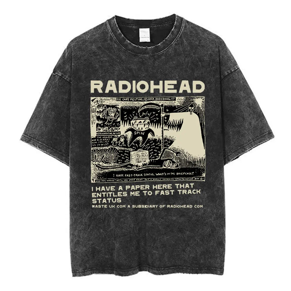 Rock Band Washed Cotton T Shirt Men Women Hip Hop Music Tee Fashion Short Sleeve Tshirt Summer Oversized T-shirts Tops