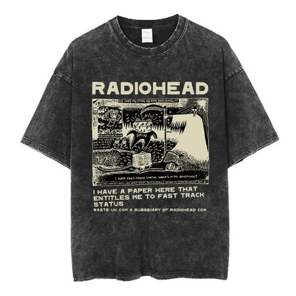 Rock Band Washed Cotton T Shirt Men Women Hip Hop Music Tee Fashion Short Sleeve Tshirt Summer Oversized T-shirts Tops