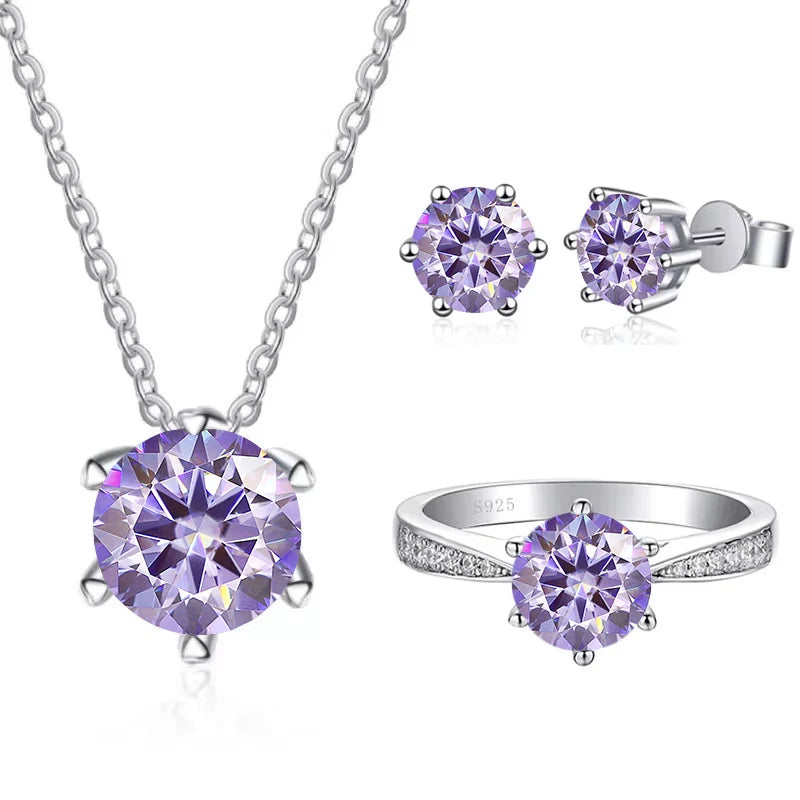 Moissanite Jewelry Set With 1CT D Color VVS 3EX moissanite stone pass diamond test Wedding Luxury Fine Jewelry gift