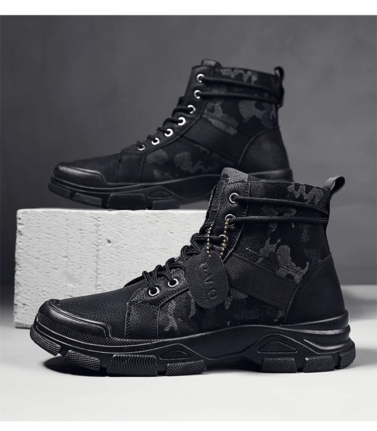 Military Boots Men Women Camouflage Khaki Black High-top Industrial Anti Skid Tactic Mechanic Work Climb Sports Sneaker
