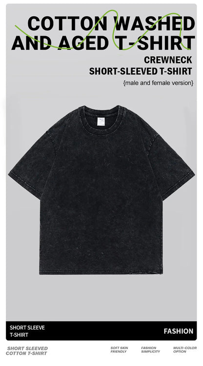 Stay Positive Printing Washed Retro Snow Mens T-Shirt Cotton Loose Tees Cotton Oversize Streetwear Breathable Tshirt Couple