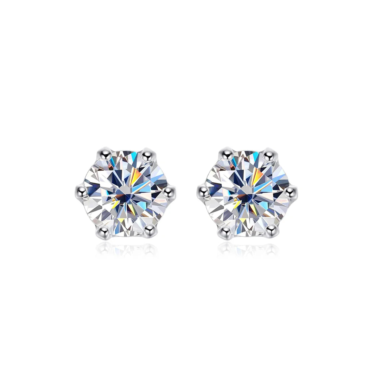 100% 925 Sterling Silver 0.2-2 Carat D Color Moissanite Diamond Stud Earrings For Women Sparkling Wedding Fine Jewelry