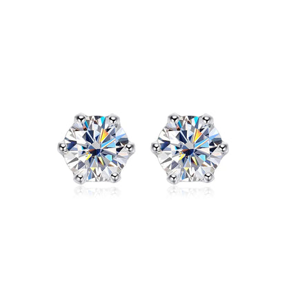 100% 925 Sterling Silver 0.2-2 Carat D Color Moissanite Diamond Stud Earrings For Women Sparkling Wedding Fine Jewelry