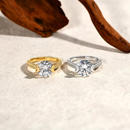 Half Eternity Moissanite Ring 10.0mm 4ct DVVS1 925 Sterling Silver 18k Gold Plated For Women Wedding Engagement Jewelry