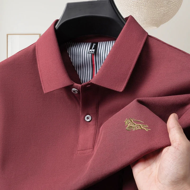 100% pure cotton luxury brand short sleeve men's polo shirt summer fashion letter embroidery design golf top breathable T-shirt