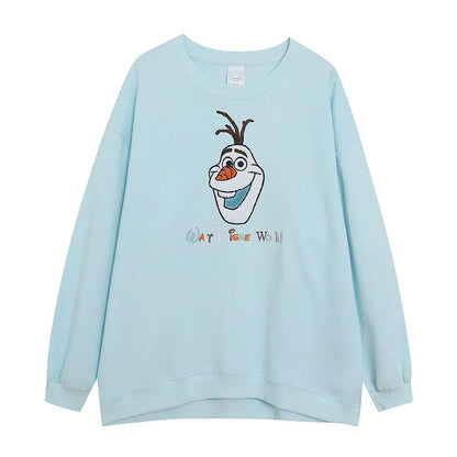 Embroidery Sweatshirt Women Casual Fleece Jumper Tigger Cheshire Cat Cartoon Loose Pullover Top O Neck