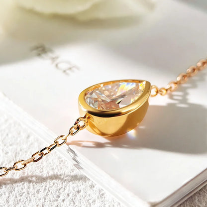 1CT Solitaire Diamond Oval/Water Drop Moissanite Bracelet for Women Men Minimalist Charm 925 Silver Wrist Chain Adjustable