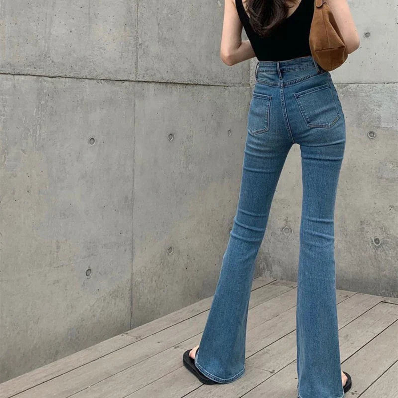 Autumn And Winter New Retro Micro Flared Jeans With High Waist Slim Fit Lifted Hips Wide Legs Flared Jeans For Women