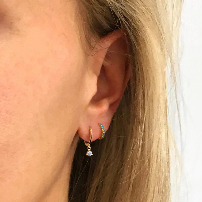 Silver 925 1 pair Women Small Hoops Earring Piercing Ear Cartilage Tragus Simple Thin Circle Anti-allergic Ear Buckle