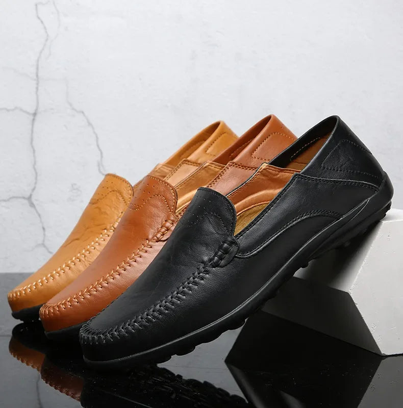 Genuine Leather Men Casual Shoes Luxury Brand Formal Men Loafers Moccasins Italian Breathable Slip on Male Boat Shoes Size 37-47