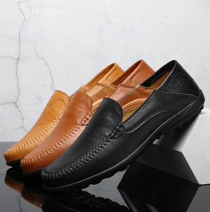 Genuine Leather Men Casual Shoes Luxury Brand Formal Men Loafers Moccasins Italian Breathable Slip on Male Boat Shoes Size 37-47