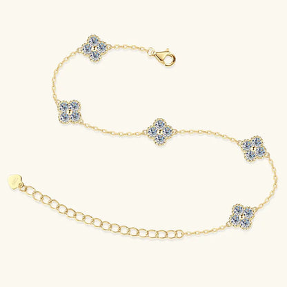 2025 New 925 Silver Flower Clover Bracelet Moissanite 3mm for Women 18k Gold Plated Fine Jewelry Certified Lab Diamond D-E