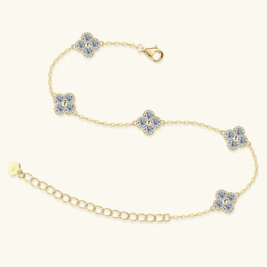 2025 New 925 Silver Flower Clover Bracelet Moissanite 3mm for Women 18k Gold Plated Fine Jewelry Certified Lab Diamond D-E