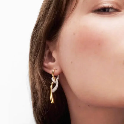 Gold Silver Diamond Crystal Knotted Designer Luxury Earrings Woman Europe Fashion Jewelry Holiday Gifts