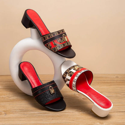 Woman's Heels Sandals Low Block Chunky Slide Sandals Slip on Comfortable Casual Pumps Shoes 5cm
