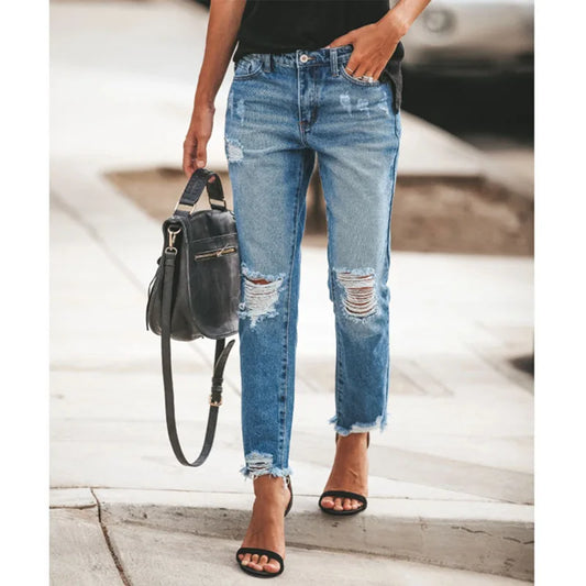 High Waisted Casual Streetwear Y2k Denim Pants Slim Fit Stretch Jeans