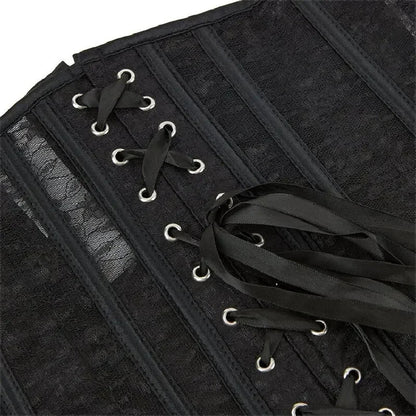 Women Underbust Corset Tops Black White Transparent Mesh Lace Bustier Plastic Bones Basques Body Shaper Waist Cincher Korset