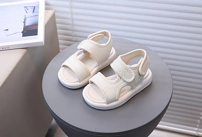 Summer Boy Casual Lightweight Cloth Vamp Beach Shoes Student Outdoor Girls Sandals Breathable Daily Platform Flat Sandals I05073