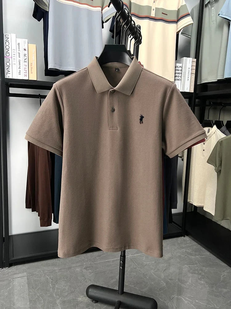 Designer brand 100% cotton short sleeve polo shirt luxury fashion pony embroidery men's business leisure summer new Paul T-shirt
