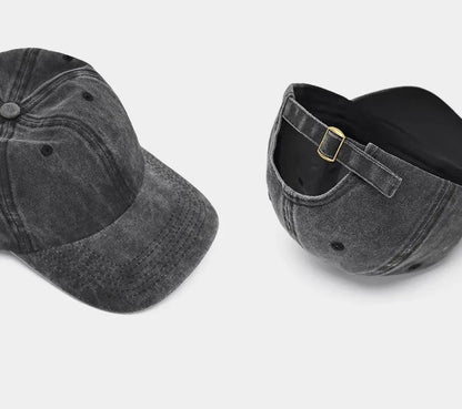 Hat Men's Washed Coated Baseball Cap Color Tile Korean Version Simple Dome Cap Solid Color Sports Sun Hat