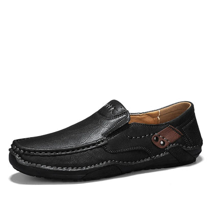 Men’s leather loafers slip-on soft sole business casual driving shoes brown