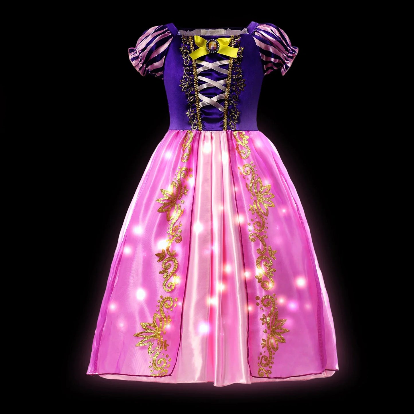 Children LED Light Up Dress Girls Kids Purple Green Cosplay Costume Carnival Birthday Party Clothes Halloween Costume Prom Gown