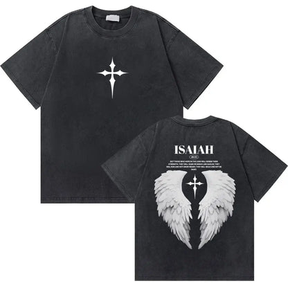 Washed Vintage Christian Jesus Good News God Loves You Bible Verse Graphic T-shirts Men Women Fashion Casual Oversized T Shirt