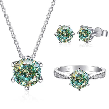 Moissanite Jewelry Set With 1CT D Color VVS 3EX moissanite stone pass diamond test Wedding Luxury Fine Jewelry gift