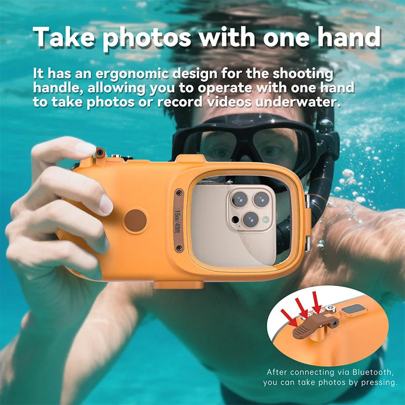 15 Meter Deep Bluetooth Waterproof Mobile phone Case For iPhone 17 Air 16 15 14 13 12 11Pro Max Samsung xiaomi phone Case