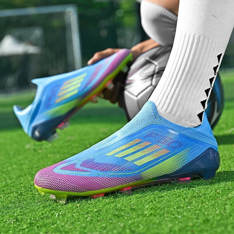 New Men Soccer Shoes Outdoor Sport Football Boots Training Breathable Match Boys Adult Cleats Non Slip Long Spikes Comfortable