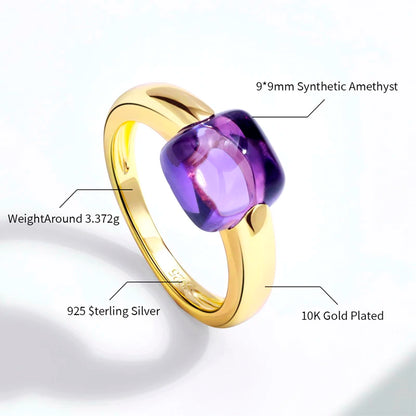 925 Sterling Silver 10K Gold Plated Color Crystals Rings For women's ring Luxury Inlaid Water Drop Pendant Party Gift