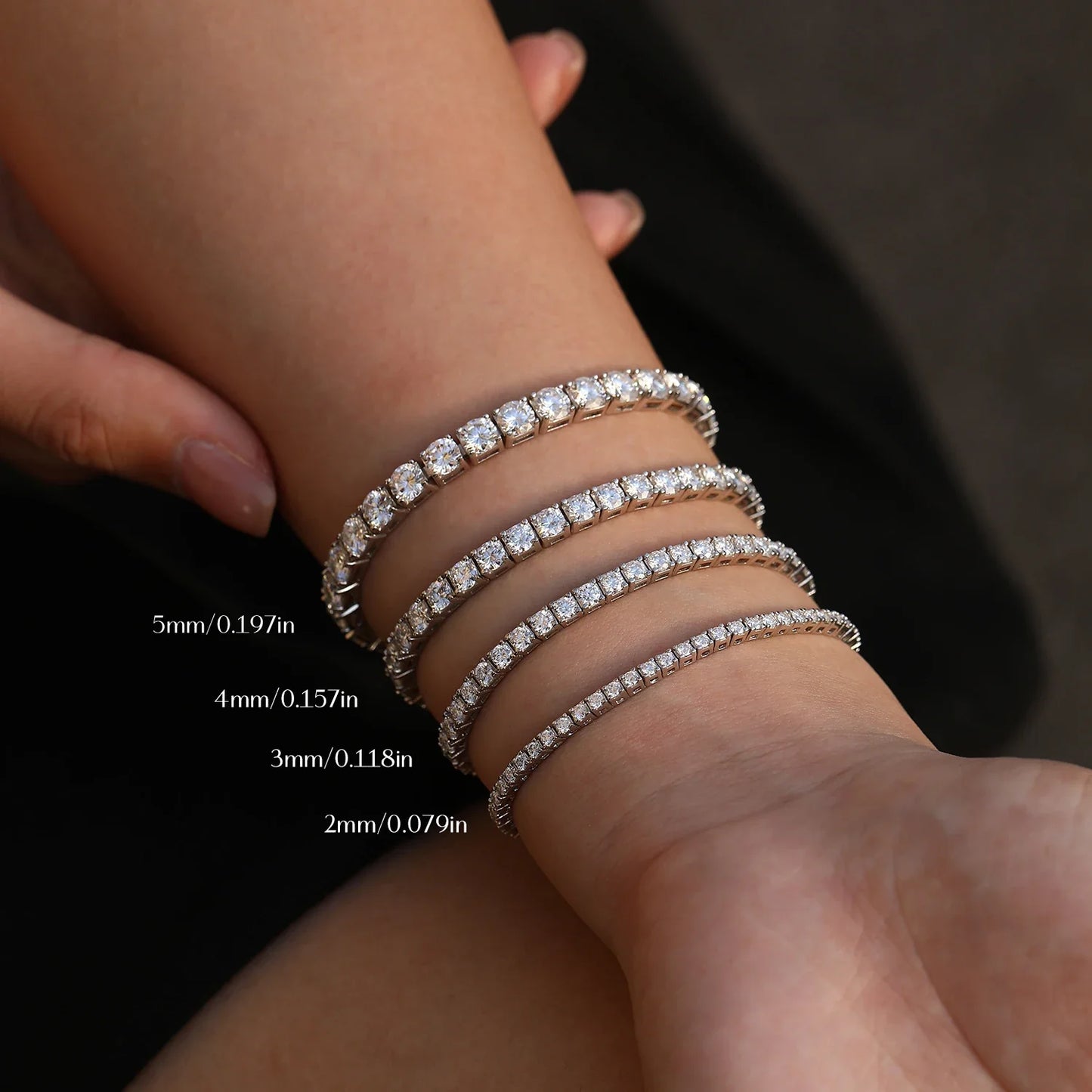 D VVS1 Moissanite Tennis Bracelet 925 Sterling Silver Single Row Classic with Box Bracelets for Women Man Fine Jewelry