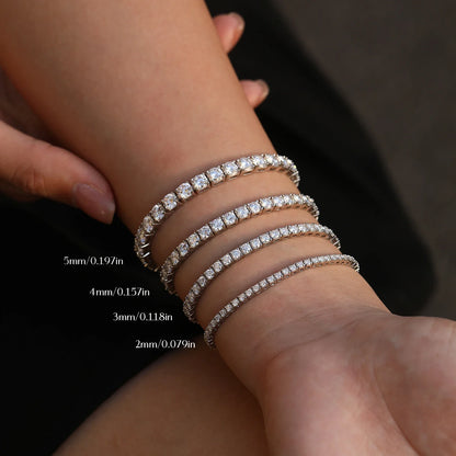 D VVS1 Moissanite Tennis Bracelet 925 Sterling Silver Single Row Classic with Box Bracelets for Women Man Fine Jewelry