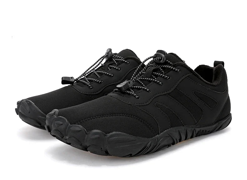 Men's Winter Warm Barefoot Shoes Waterproof Wide Toe Non-Slip Rubber Sole Plush Lined Hiking Shoes Outdoor Sneakers Running Shoe