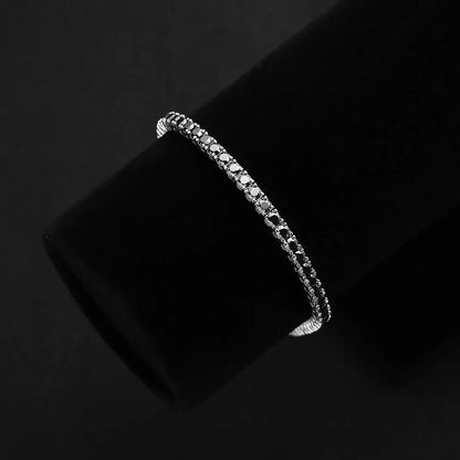 Black Moissanite Tennis Bracelet 925 Sterling Silver Plated 18k White Gold Bracelet for Women Man Hip Hop Party Jewelry
