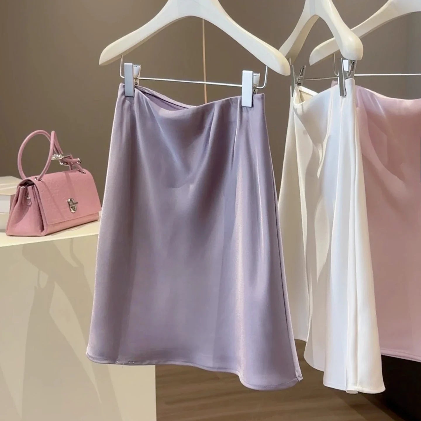 High-waisted Satin Skirts Women Summer 2026 French  Slim Simple A-line Skirt Female Elegant Korean Style Mini Skirt for Women