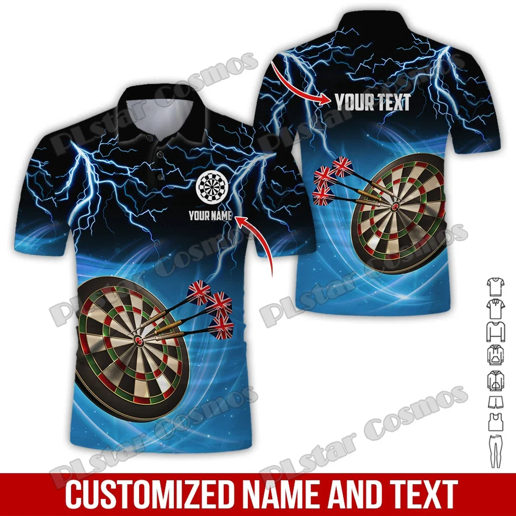 PLstar Cosmos Darts Team Custom Name 3D All Over Printed Premium Men's Polo Shirt Summer Street Casual Short sleeve shirt WK62