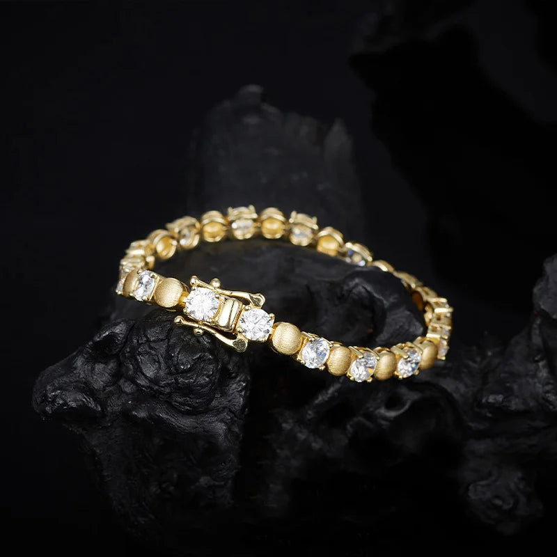 each 5mm Round Moissanite Necklace Bracelet Set for Women S925 Silver Plated 18K Gold Wedding Party Fine Jewelry Gift