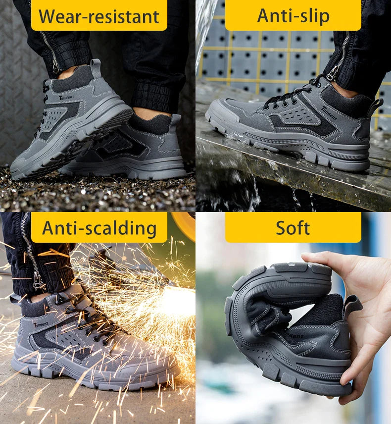 Safety Shoes Men With Steel Toe Cap Anti-smash Men Work Shoes Sneakers Light Puncture-Proof Indestructible Shoes Dropshipping