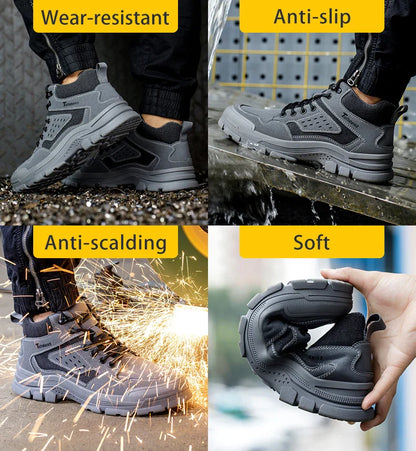 Safety Shoes Men With Steel Toe Cap Anti-smash Men Work Shoes Sneakers Light Puncture-Proof Indestructible Shoes Dropshipping