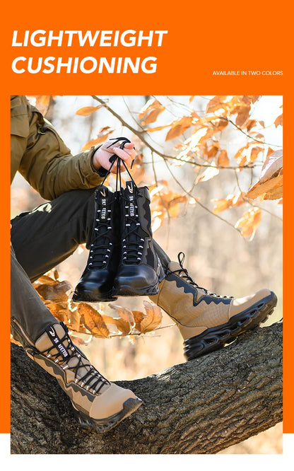 Indestructible Work Boots Men Steel Toe Shoes  High-Top Boots Anti Puncture Non Slip Work Shoes Wear-resisting Safety Shoes