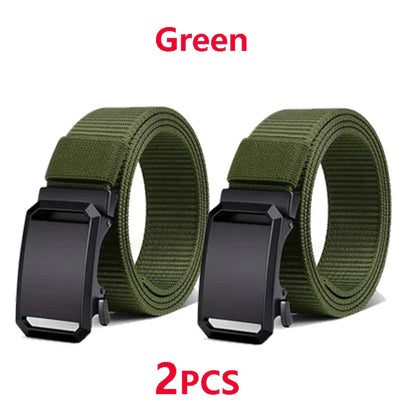 Tactical Belt For Men Canvas Automatic Buckle Belt Man Durable Casual Outdoor Hunting Adventures Training Pants Waist Belt Golf