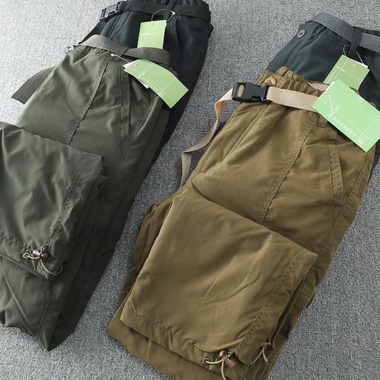 Waterproof Windproof Fleece-Lined Outdoor Pants Men's Straight-Leg Casual Trousers With Multiple Pockets For Winter