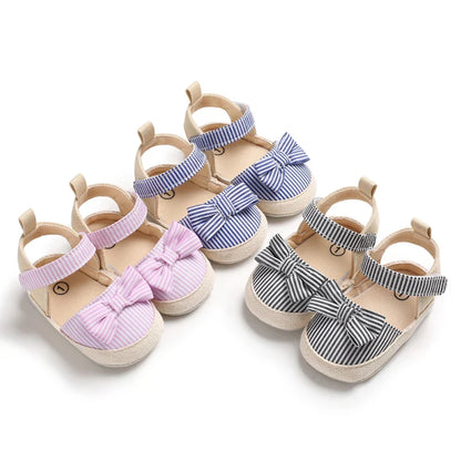 Summer Girl Baby Casual Sandals Soft Sole Comfortable Lightweight Walking Shoes Bow Canvas Baby Shoes