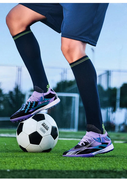 Professional Long Spikes Football Field Cleats Men Women Trend Pink Soccer Shoes Society Man Trainers Futsal Sneakers Size 33-46