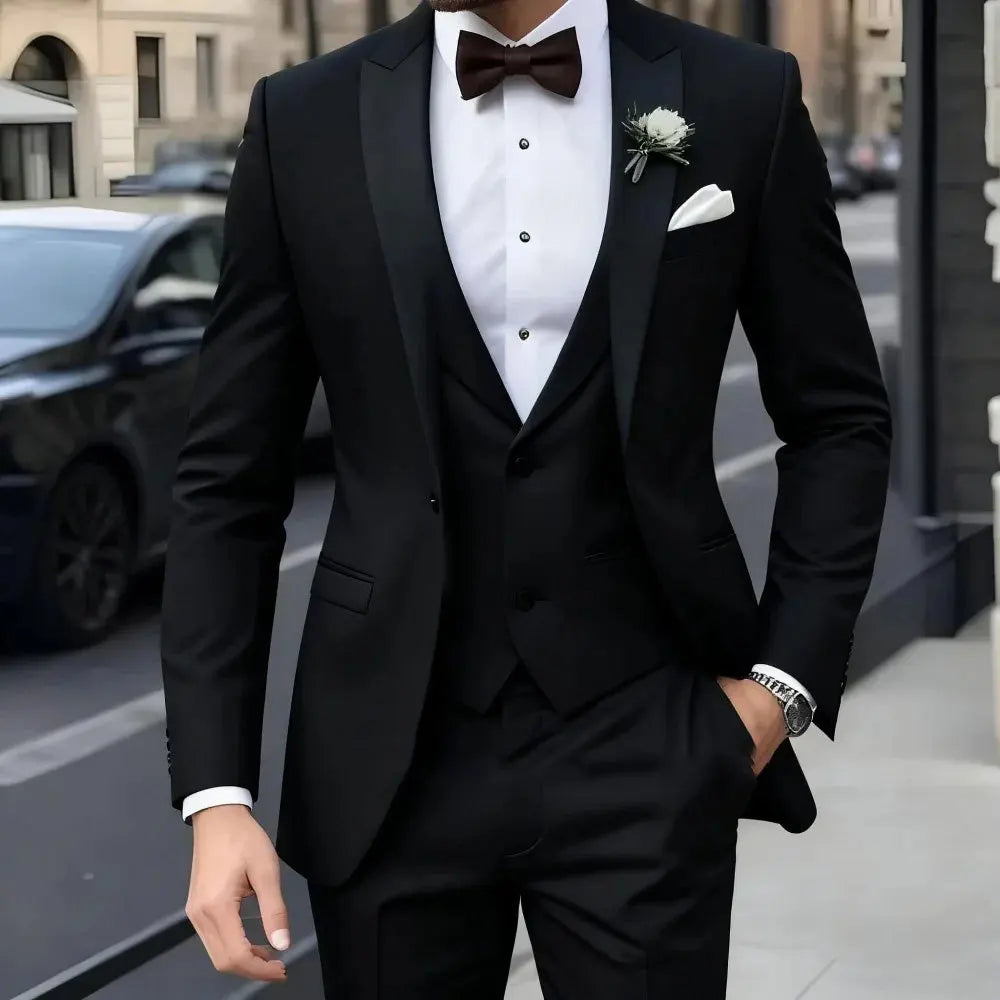 Business Casual MC Wedding Groom Best Man Dress Jacquard Men's Suit Three-piece Set  Wedding Suits for Men  Mens Suits  Suit