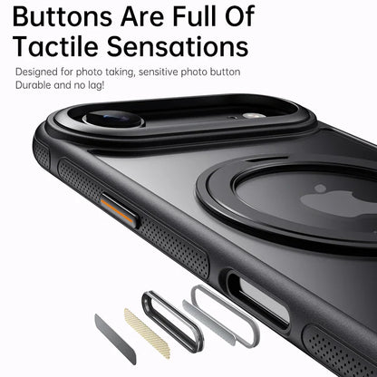 360° transparent Round ring Case for IPhone 12 13 14 15 16 Pro Max Fall prevention funda Cover sling Metal buttons 17 Air case